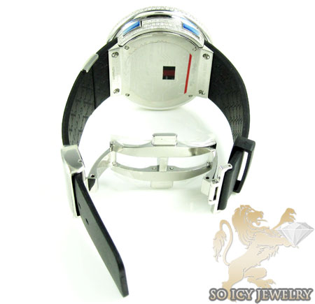 Mens diamond igucci digital big bezel white stainless steel watch 12.00ct