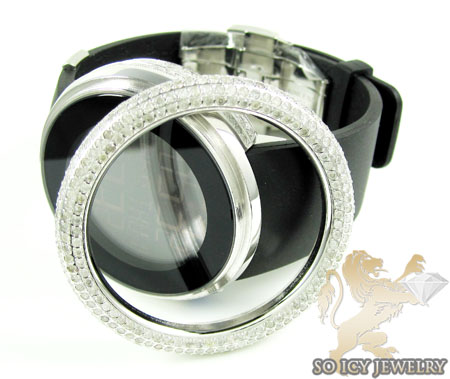 Mens diamond igucci digital big bezel white stainless steel watch 12.00ct