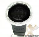 Mens diamond igucci digital big bezel white stainless steel watch 12.00ct