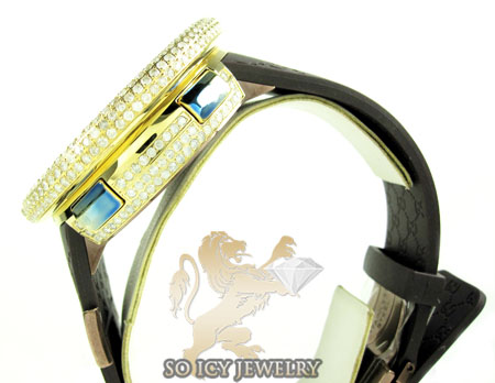 Mens diamond igucci digital big bezel yellow stainless steel watch 12.00ct