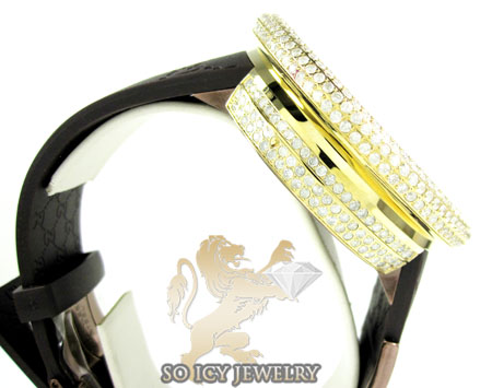 Mens diamond igucci digital big bezel yellow stainless steel watch 12.00ct