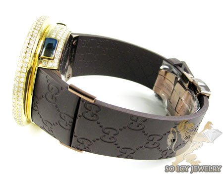 Mens diamond igucci digital big bezel yellow stainless steel watch 12.00ct