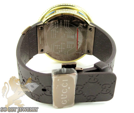 Mens diamond igucci digital big bezel yellow stainless steel watch 12.00ct