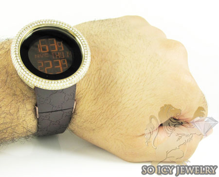 Mens diamond igucci digital big bezel yellow stainless steel watch 12.00ct - Image 9
