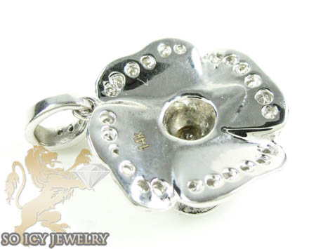 Ladies 14k white gold diamond flower pendant 2.00ct