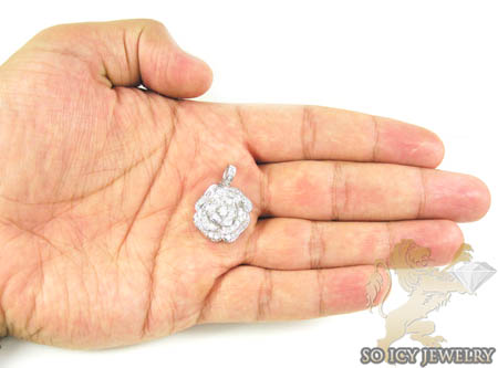 Ladies 14k white gold diamond flower pendant 2.00ct - Image 6