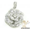 Ladies 14k white gold diamond flower pendant 2.00ct