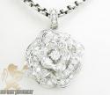 Ladies 14k white gold diamond flower pendant 2.00ct