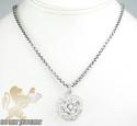 Ladies 14k white gold diamond flower pendant 2.00ct