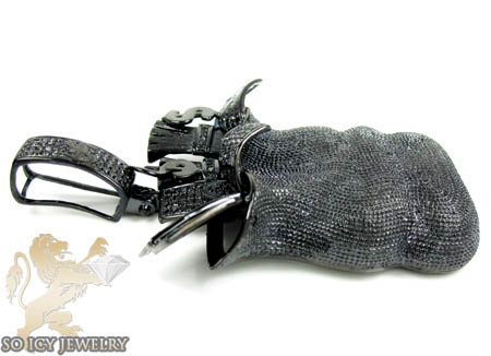 Mens black sterling silver diamond money bag pendant 1.75ct