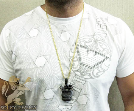 Mens black sterling silver diamond money bag pendant 1.75ct - Image 6