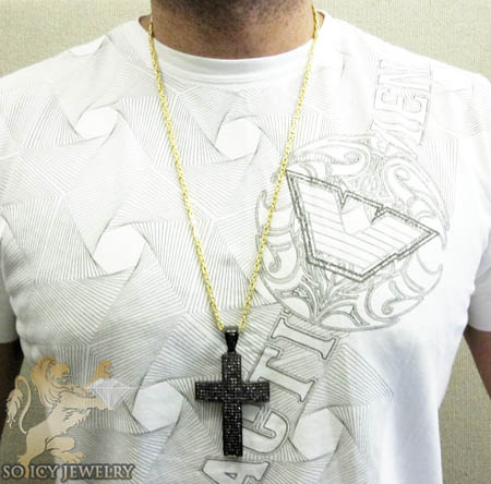 Mens black sterling silver black diamond cross 12.01ct - Image 6