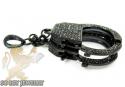 Black sterling silver black diamond handcuff pendant 3.10ct