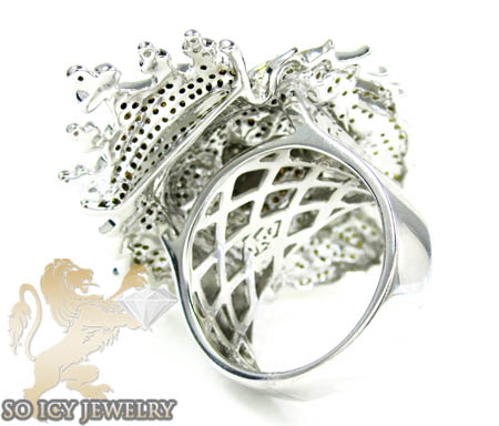 White sterling silver diamond lion king ring 4.00ct