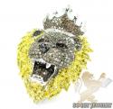 White sterling silver diamond lion king ring 4.00ct