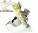 White sterling silver diamond lion king ring 4.00ct