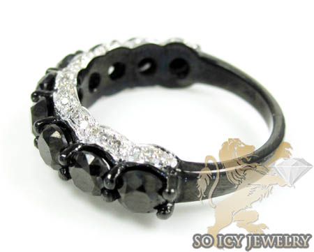 Ladies 10k black gold black & white diamond wedding band 3.43ct