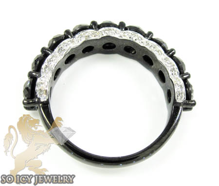Ladies 10k black gold black & white diamond wedding band 3.43ct