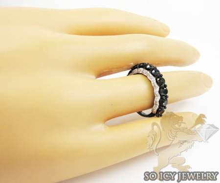 Ladies 10k black gold black & white diamond wedding band 3.43ct - Image 6