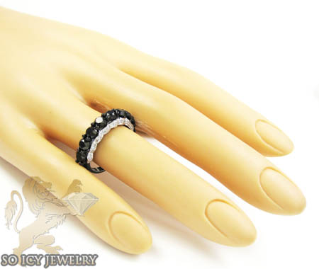 Ladies 10k black gold black & white diamond wedding band 3.43ct - Image 7