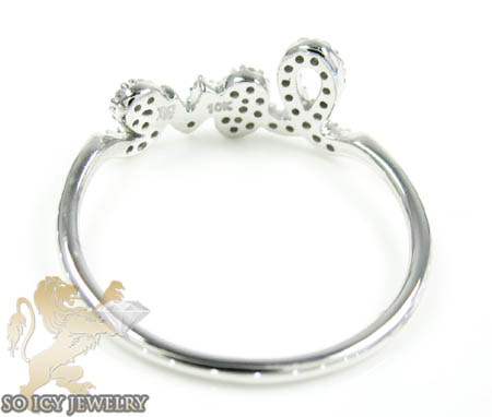 Ladies 10k white gold diamond love ring 0.20ct - Image 2