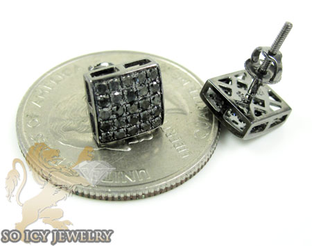 10k black gold black diamond earrings 0.70ct - Image 3