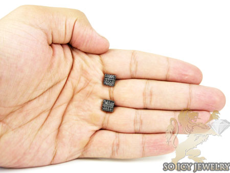 10k black gold black diamond earrings 0.70ct - Image 4