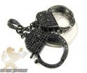 Black sterling silver black diamond handcuff pendant 1.30ct