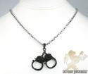 Black sterling silver black diamond handcuff pendant 1.30ct