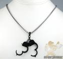 Black sterling silver black diamond handcuff pendant 1.30ct