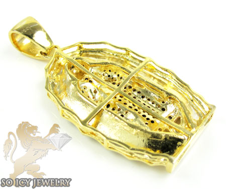 Yellow sterling silver red & green diamond virgin mary pendant 0.50ct - Image 4