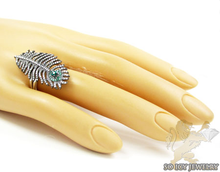 Ladies 14k white gold peacock feather diamond ring 1.00ct - Image 5