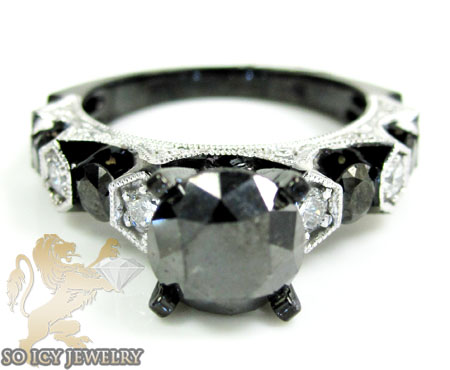 Ladies 10k black gold diamond engagement ring 3.41ct - Image 3