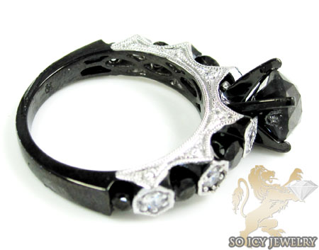 Ladies 10k black gold diamond engagement ring 3.41ct