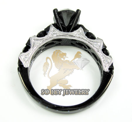 Ladies 10k black gold diamond engagement ring 3.41ct