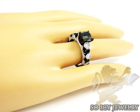 Ladies 10k black gold diamond engagement ring 3.41ct