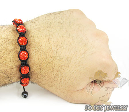 Red rhinestone macramé bead rope bracelet 9.00ct