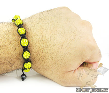 Canary rhinestone macramé bead rope bracelet 9.00ct