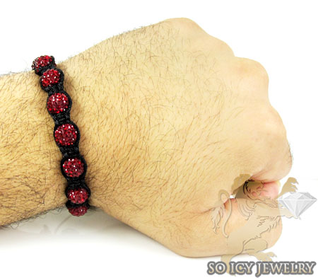 Burgundy red rhinestone macramé bead rope bracelet 9.00ct - Image 2