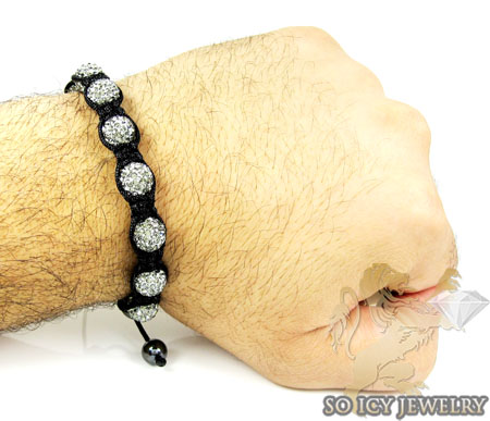Gray rhinestone macramé bead rope bracelet 9.00ct