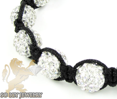 White rhinestone macramé bead rope bracelet 9.00ct
