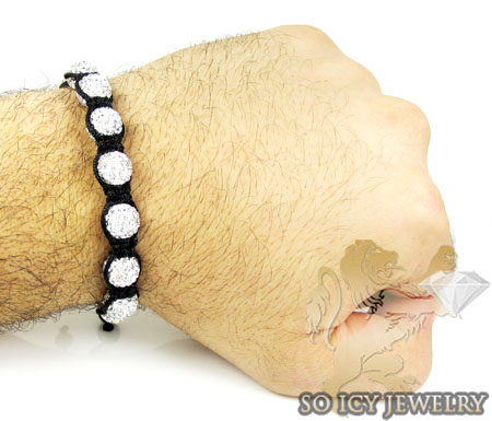 White rhinestone macramé bead rope bracelet 9.00ct