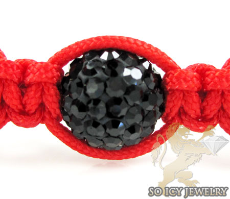 Black rhinestone macramé red bead rope bracelet 9.00ct - Image 2