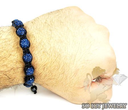 Blue rhinestone macramé bead rope bracelet 9.00ct