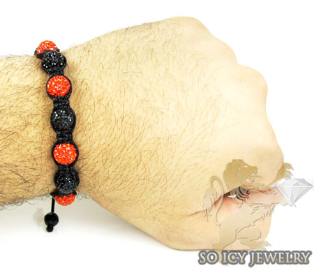 Red & black rhinestone macramé bead rope bracelet 9.00ct - Image 2