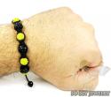 Black & canary rhinestone macramé bead rope bracelet 9.00ct