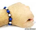 Blue & white rhinestone macramé bead rope bracelet 9.00ct
