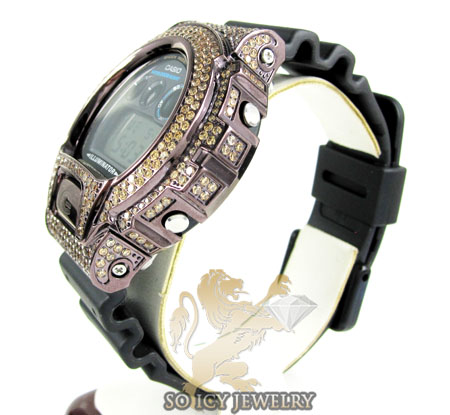 Mens champagne cz dw-6900 brown g-shock watch 5.00ct - Image 3