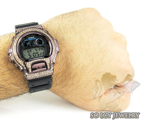 Mens champagne cz dw-6900 brown g-shock watch 5.00ct