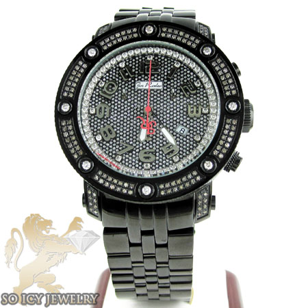 Mens joe rodeo black stainless steel apollo diamond watch 1.70ct